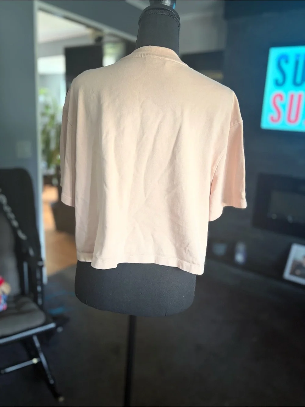Nike Women's Cropped Crew Tee in Light Beige
